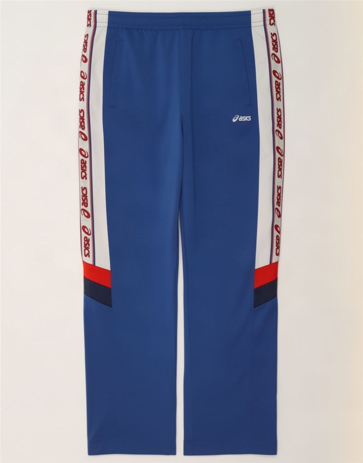 Pantalones de chándal con gráfico Asics para hombre, poliéster con bloques de color azul grande