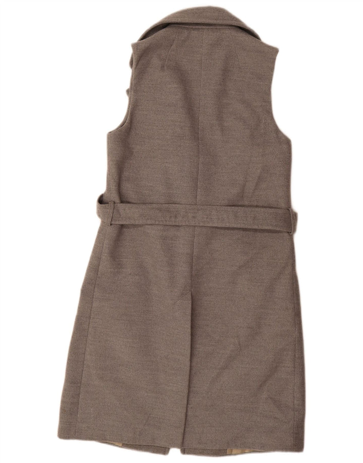 Oasis Chaqueta tipo blazer larga sin mangas para mujer UK 10 Small Gris Poliéster