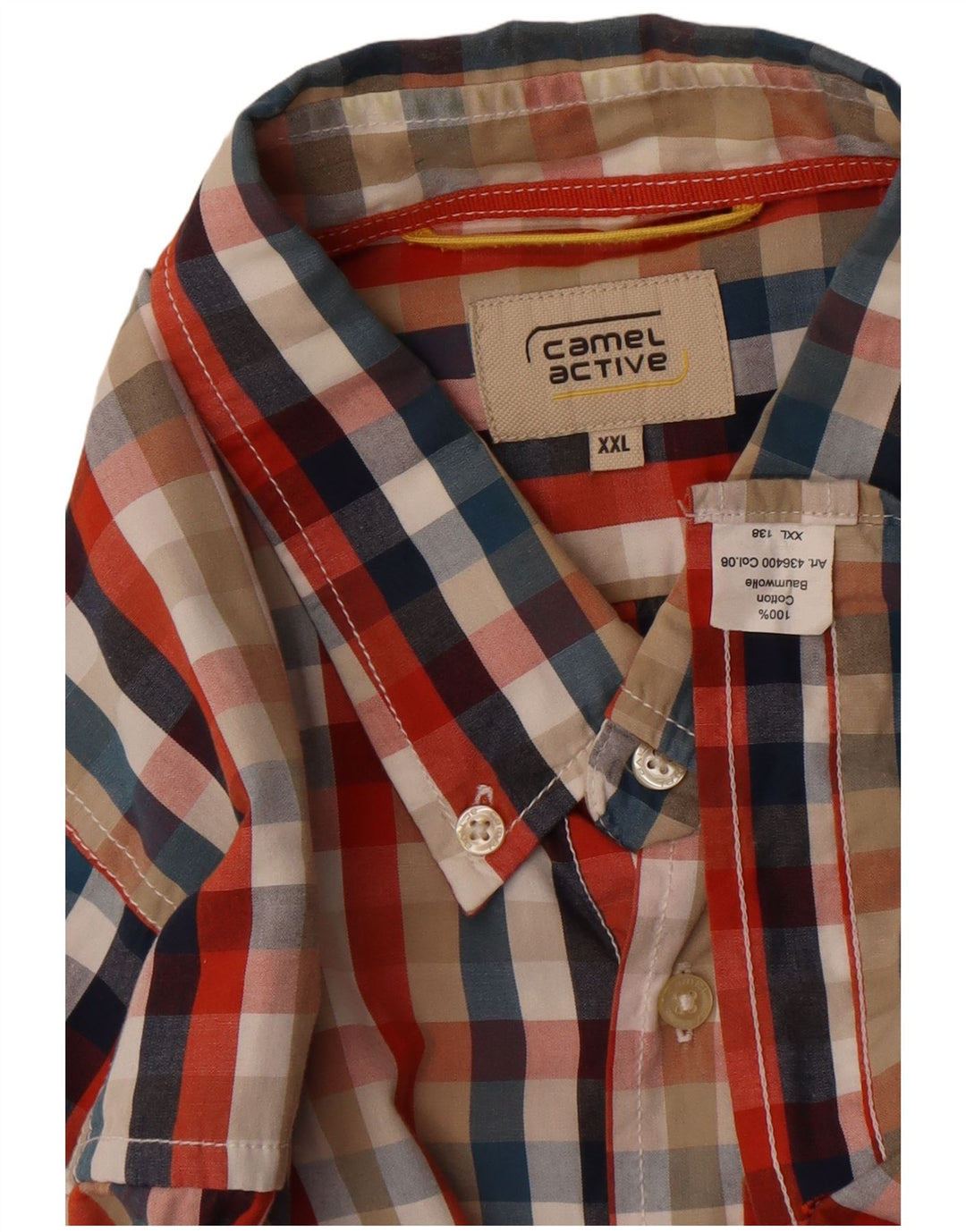 Camisa de cuadros para hombre Camel Active 2XL Algodón a cuadros multicolor