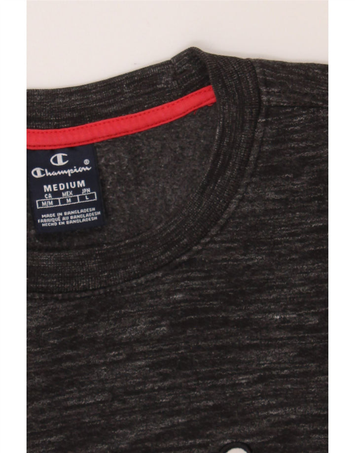 CHAMPION Mens Graphic Sweatshirt Jumper Medium Black Flecked Vintage Champion and Second-Hand Champion from Messina Hembry 
