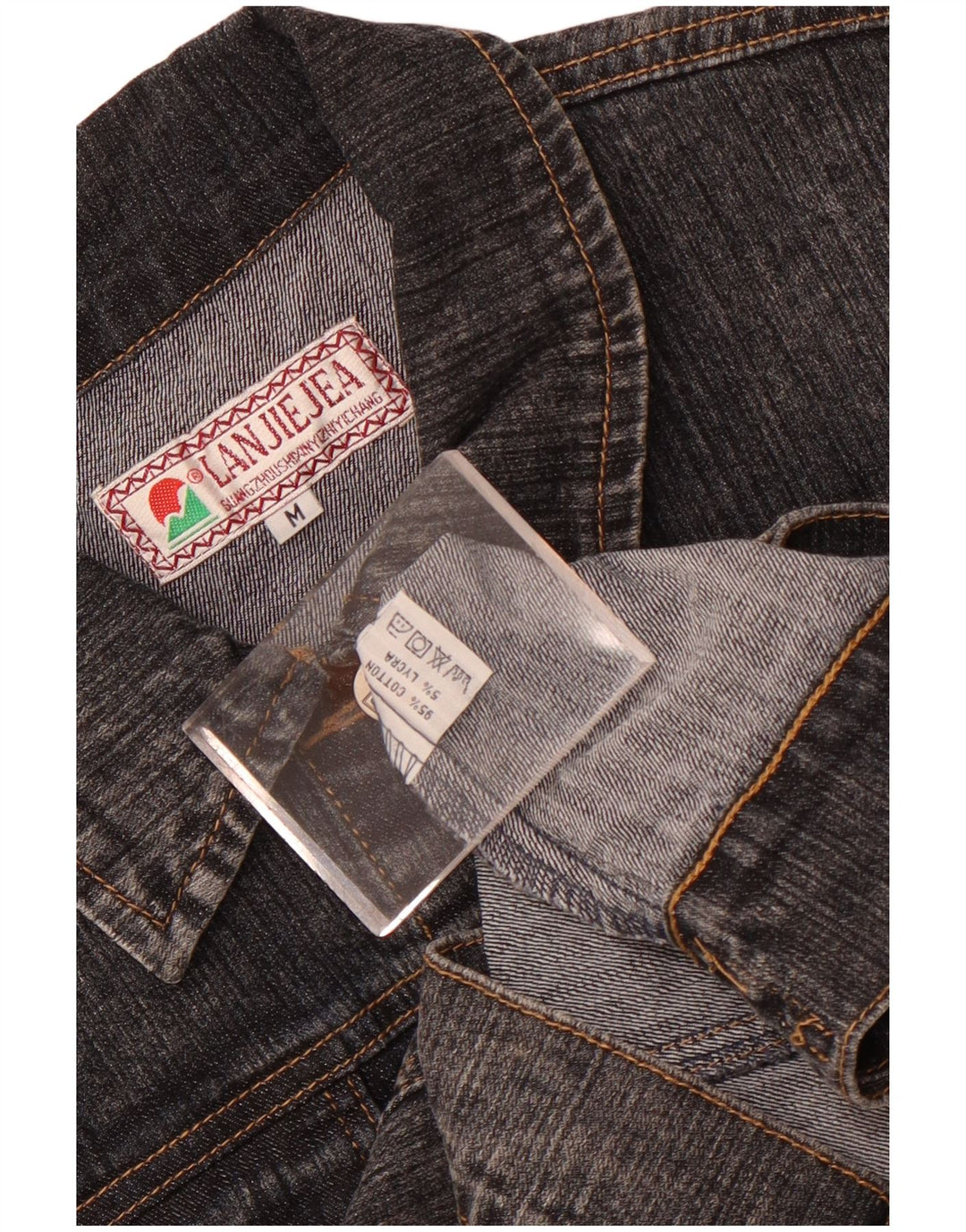 Vintage mujer crop denim chaqueta Reino Unido 12 algodón gris medio