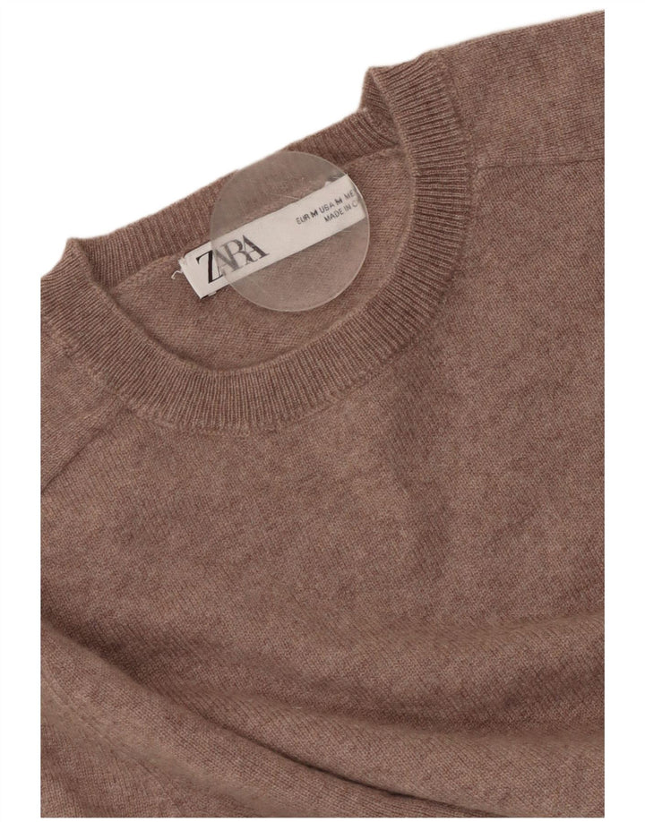 ZARA Jersey de cuello redondo para mujer, talla 40, color marrón medio