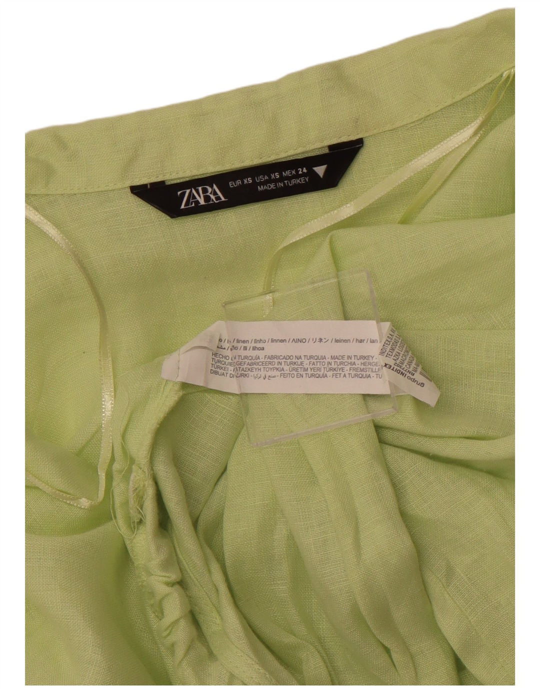 ZARA Mujer Crop Cardigan Top UK 6 XS Lino Verde