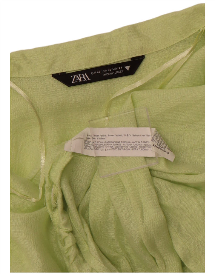 ZARA Mujer Crop Cardigan Top UK 6 XS Lino Verde