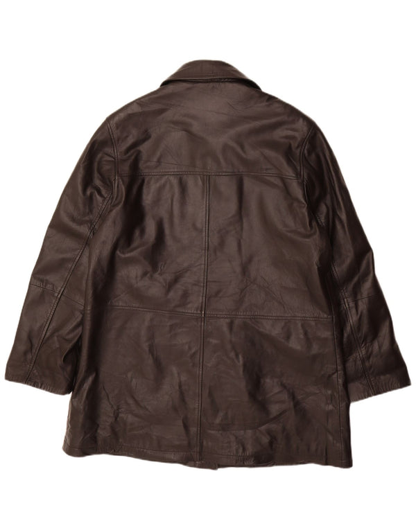 Abrigo de cuero vintage para mujer IT 46 Cuero negro grande