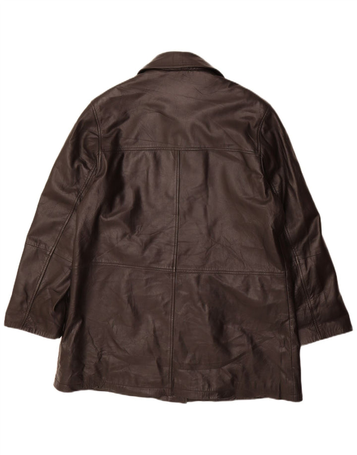 Abrigo de cuero vintage para mujer IT 46 Cuero negro grande