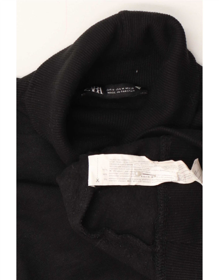 Zara - Jersey con cuello vuelto para mujer, talla 40, talla mediana, algodón negro