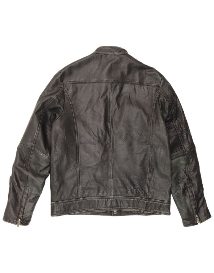 Rochas Chaqueta de cuero para hombre UK 40 Cuero negro grande