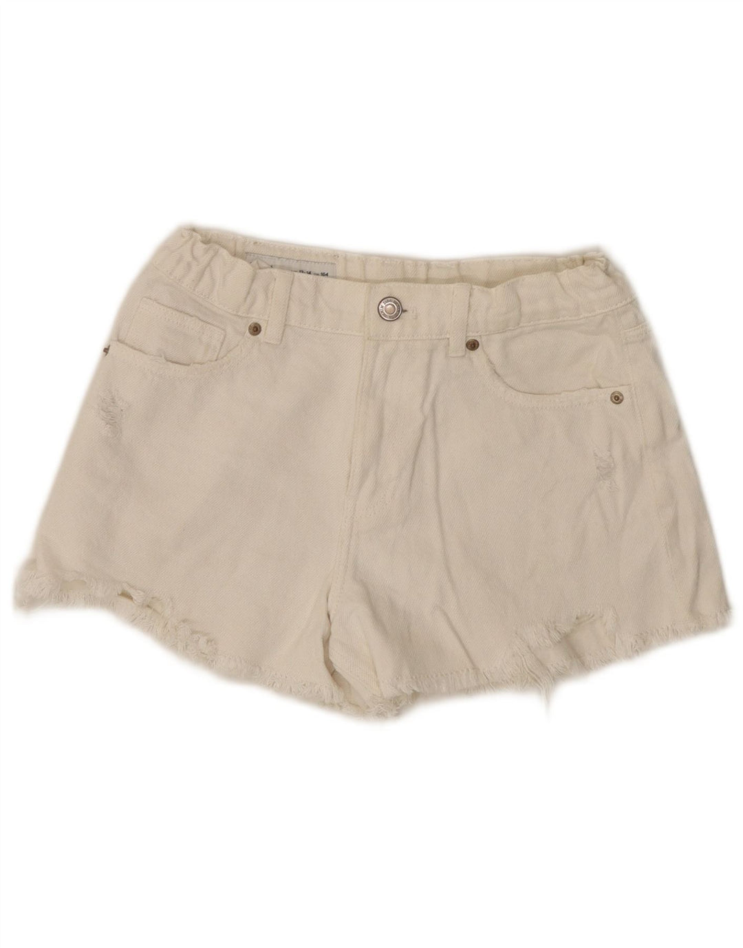 ZARA Shorts Vaqueros Desgastados para Niña 13-14 Años W26 Blanco Roto