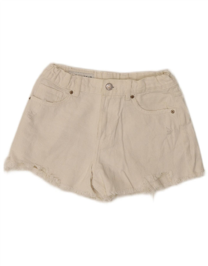 ZARA Shorts Vaqueros Desgastados para Niña 13-14 Años W26 Blanco Roto
