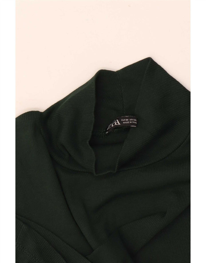 Zara Mujer Camiseta Top UK 12 Medio Verde