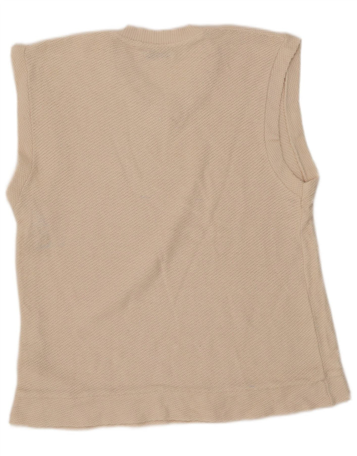 Zara Hombre Chaleco Sin Mangas Camiseta Mediana Off White Algodón