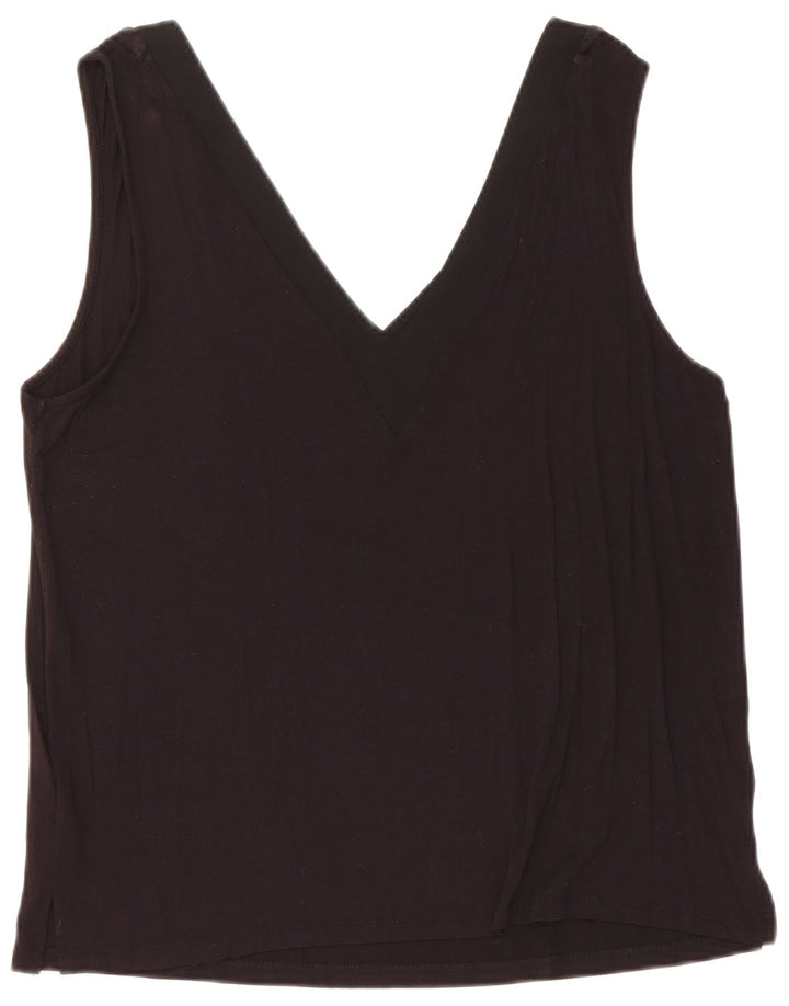 WAREHOUSE Top corto sin mangas para mujer UK 44 Viscosa negra mediana
