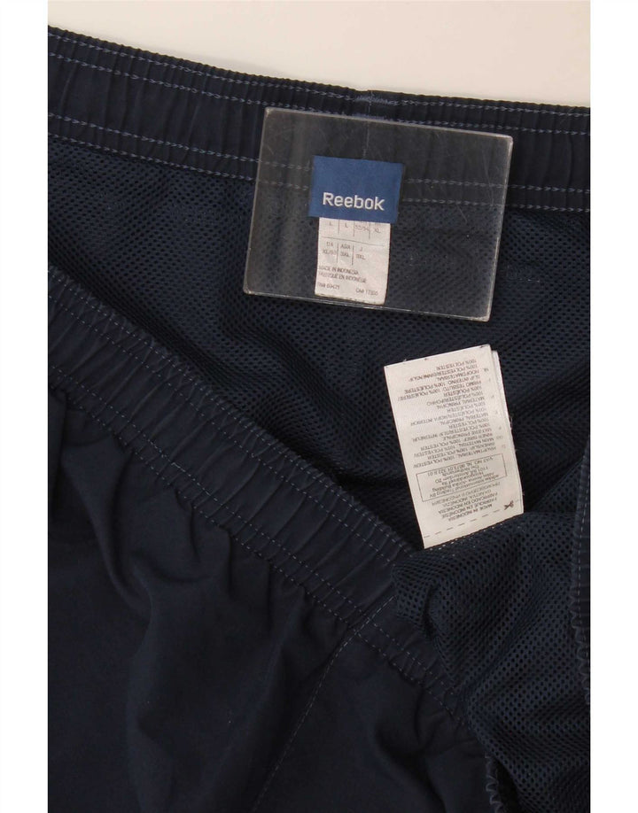 Reebok - Pantalones cortos deportivos para hombre, talla grande, poliéster, color azul marino