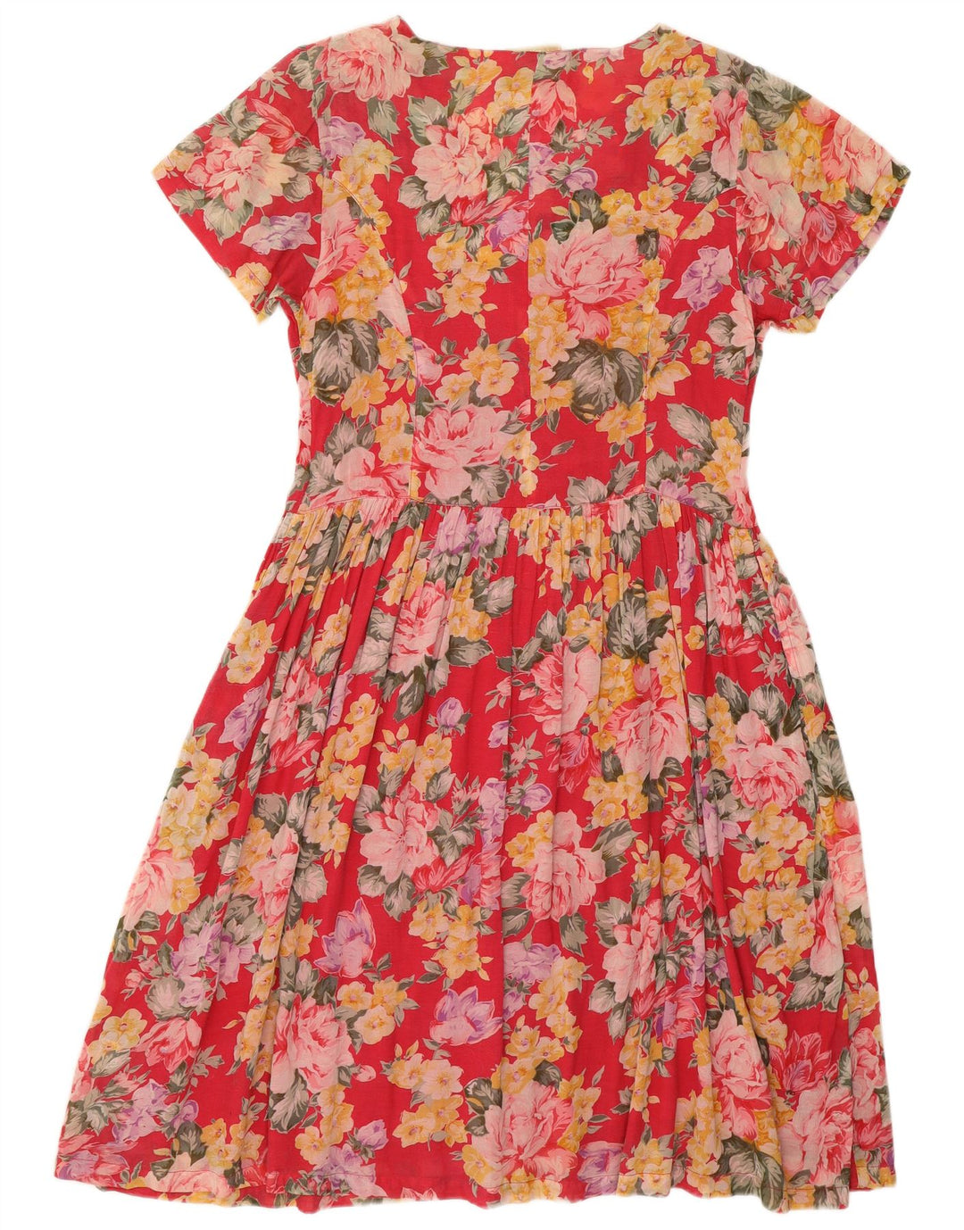 EXPRESS Vestido camisero de manga corta para mujer UK 44 Viscosa floral roja grande