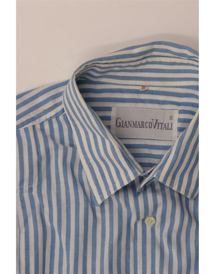 Camisa Vintage Hombre Manga Corta XL Rayas Azules