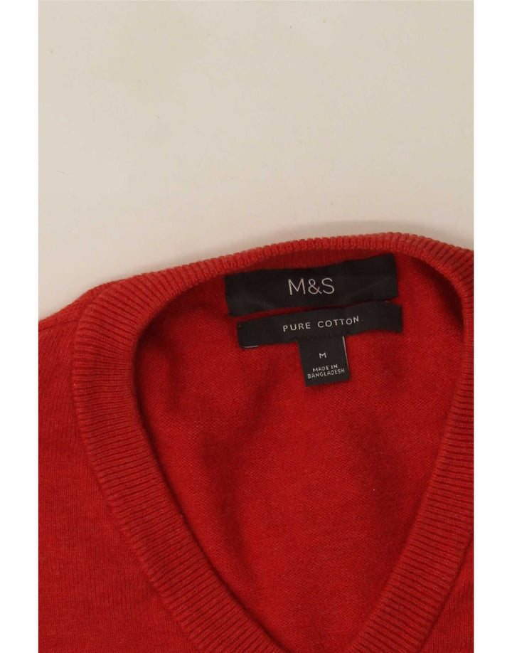 Marks & Spencer Suéter con cuello en V para hombre Algodón rojo medio