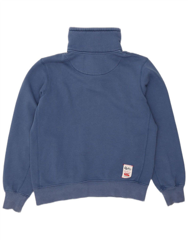 Canterbury - Sudadera con cuello y botones para hombre, jersey de algodón azul medio