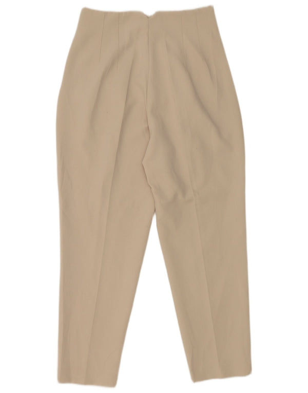 Zara Mujer Pantalón De Traje Cónico Mediano W28 L26 Poliéster Blanco Roto