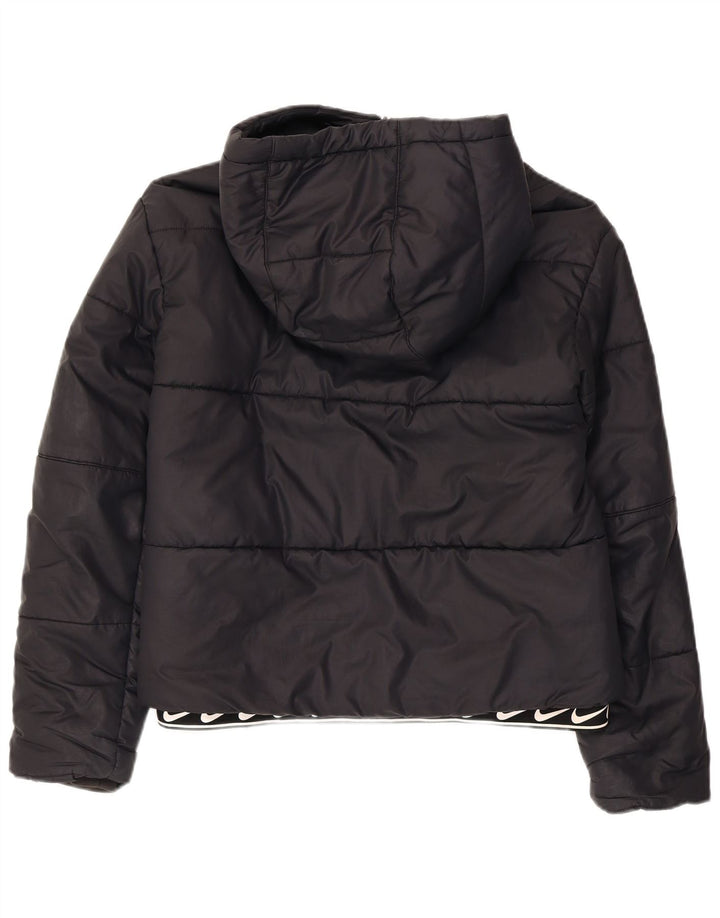 Nike Chaqueta acolchada con capucha para mujer UK 10 Small Poliéster negro
