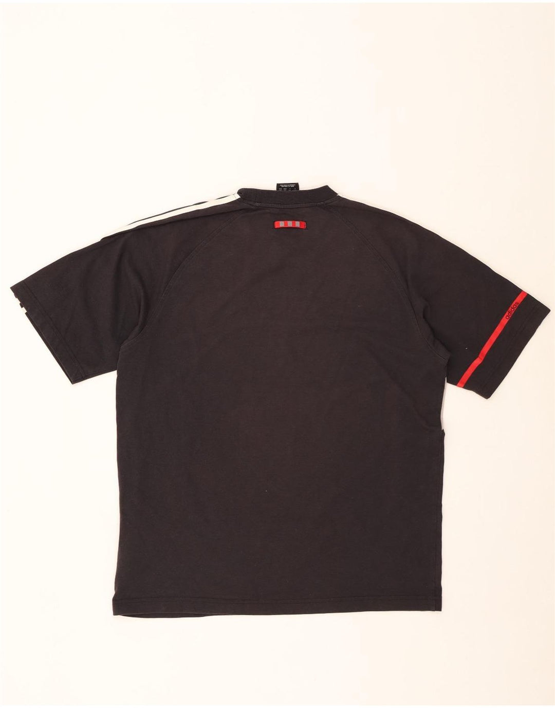 ADIDAS Hombre Camiseta Top Grande Negro Colorblock Algodón