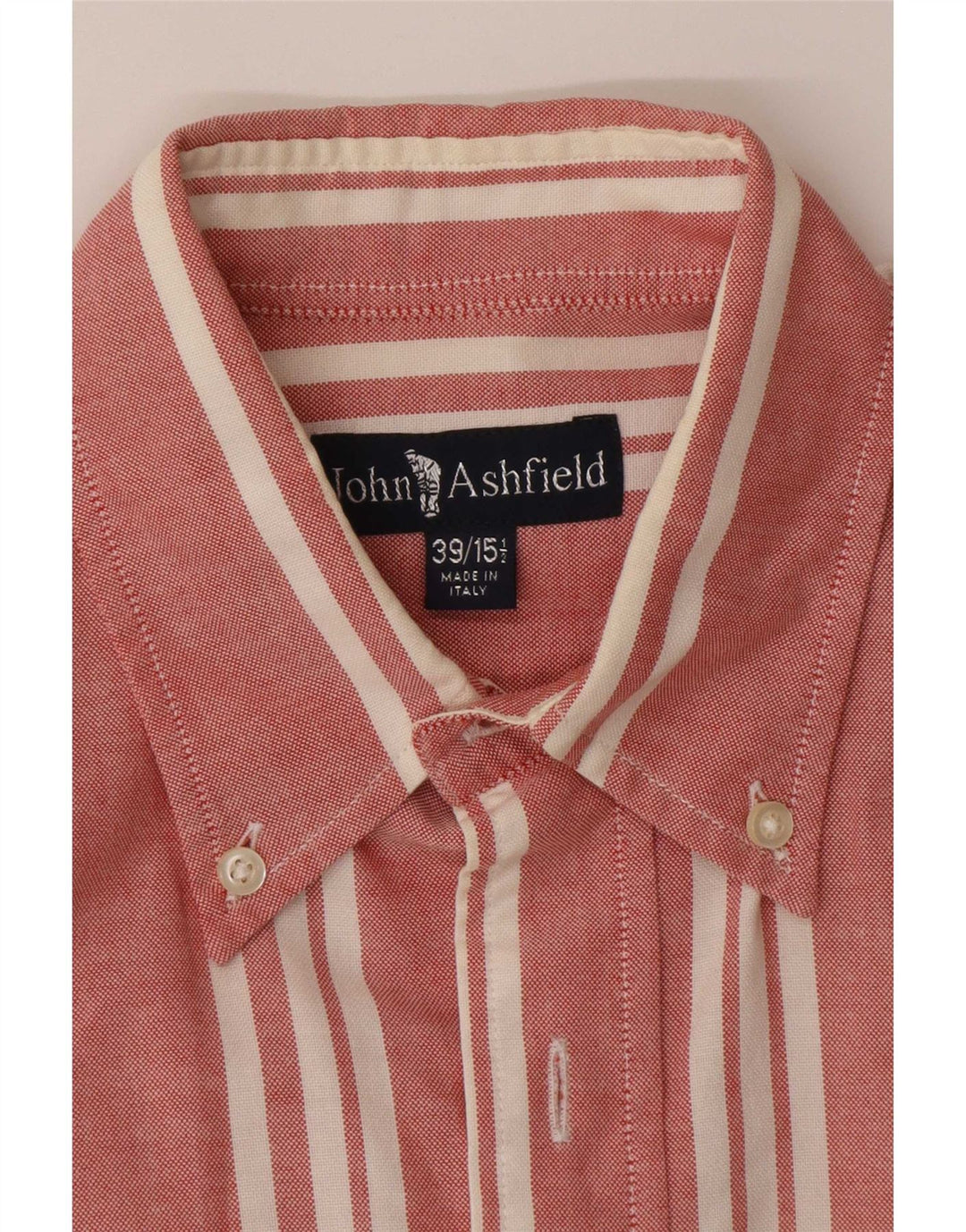 John Ashfield Camisa para hombre Talla 39 15 1/2 Mediana Rayas rojas