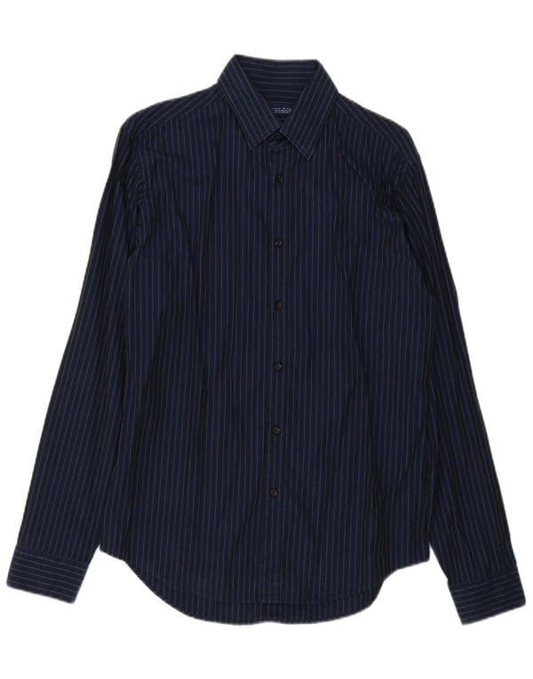 Zara Hombre Camisa Mediana Azul Marino Rayas Algodón