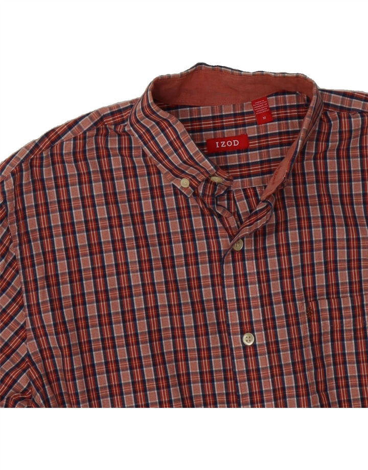 IZOD Mens Shirt Medium Red Check Cotton Vintage Izod and Second-Hand Izod from Messina Hembry 