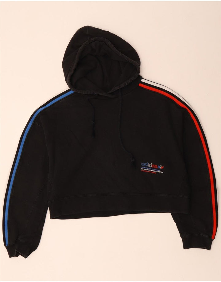 ADIDAS Jersey con capucha y gráfico de corte extragrande para mujer Reino Unido 40 Mediano Negro