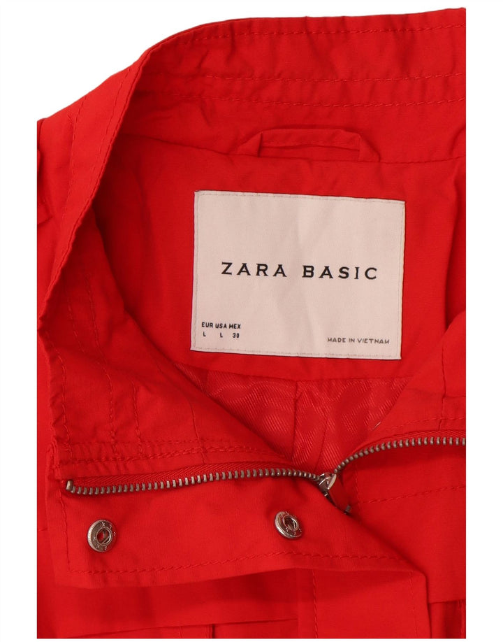 Zara Chaqueta militar utilitaria para mujer Reino Unido 44 Grande Algodón rojo