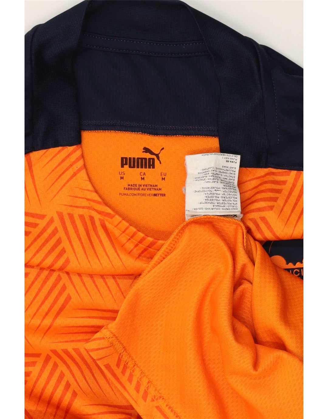 Camiseta Puma Valencia para hombre Top poliéster color block naranja medio