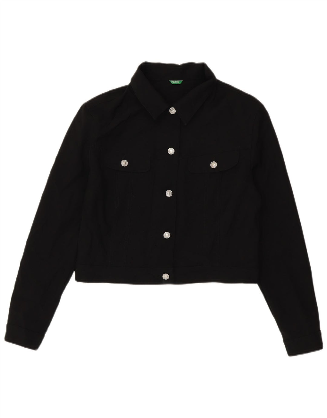 Benetton Chaqueta Bomber Corta para Mujer UK 44 Grande Poliéster Negro