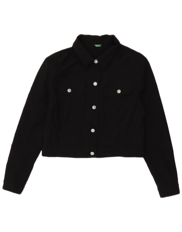 Benetton Chaqueta Bomber Corta para Mujer UK 44 Grande Poliéster Negro
