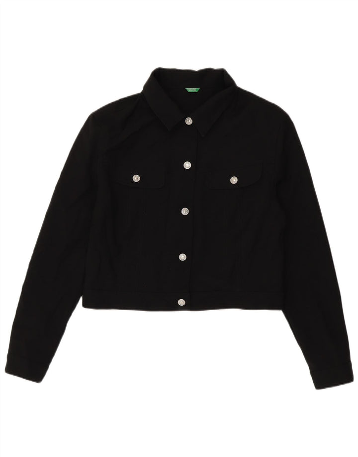 Benetton Chaqueta Bomber Corta para Mujer UK 44 Grande Poliéster Negro