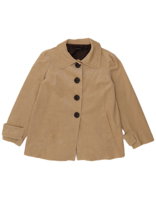 Zara Mujer Chaqueta De Pana UK 46 Grande Algodón Beige