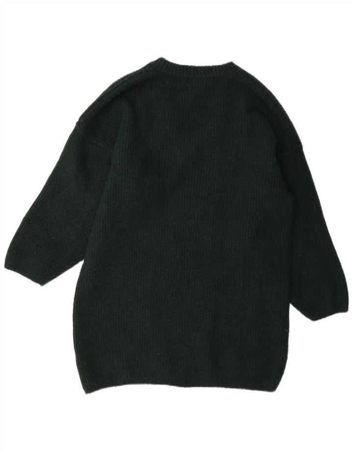 Topshop Jersey largo con cuello en V para mujer UK 44 Poliéster verde medio