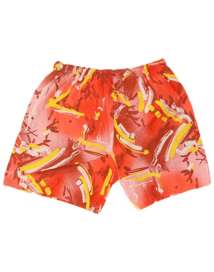 Vintage hombres patrón abstracto pantalones cortos de natación IT 52 XL algodón rojo