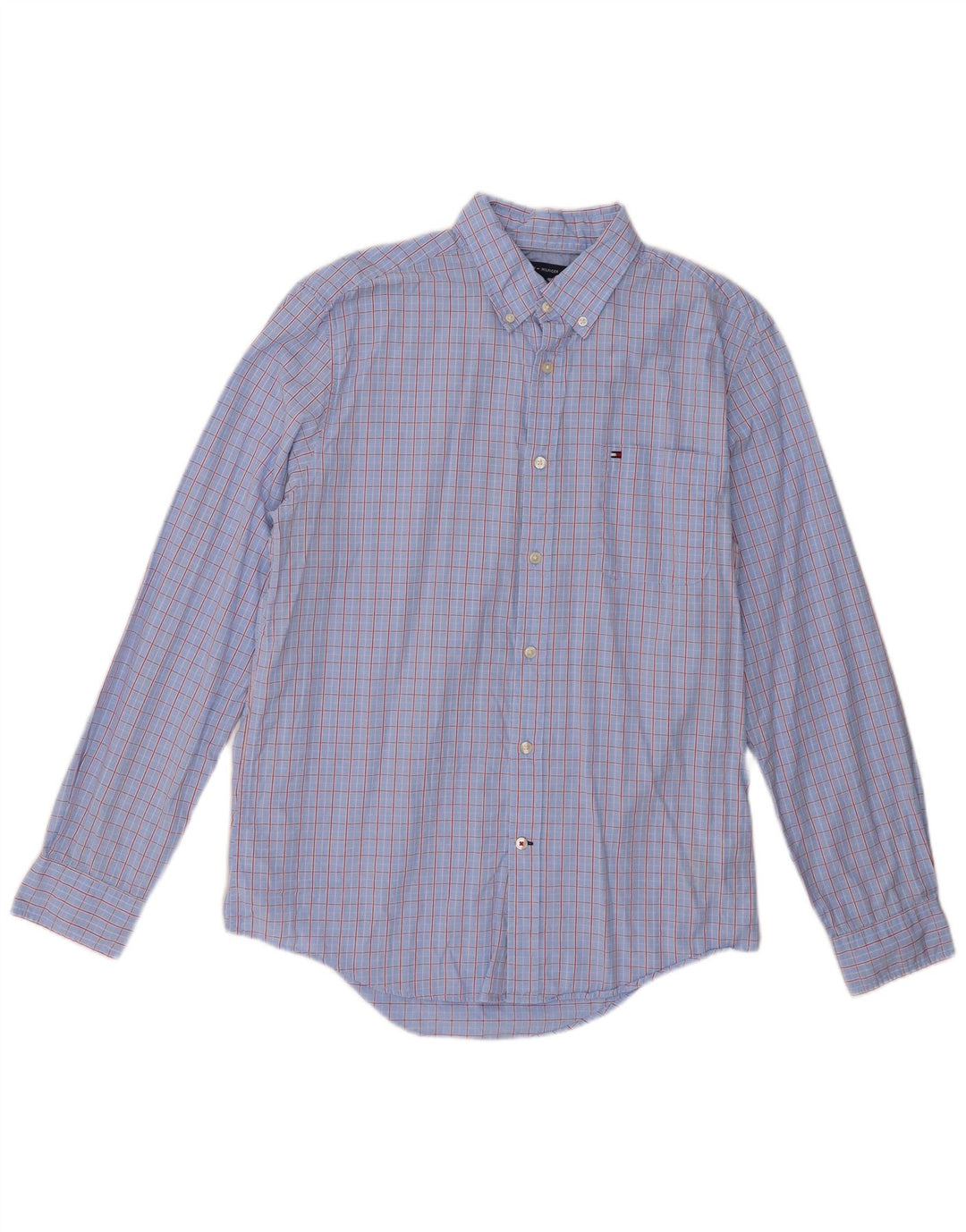Camisa Tommy Hilfiger para hombre de algodón a cuadros azules grandes