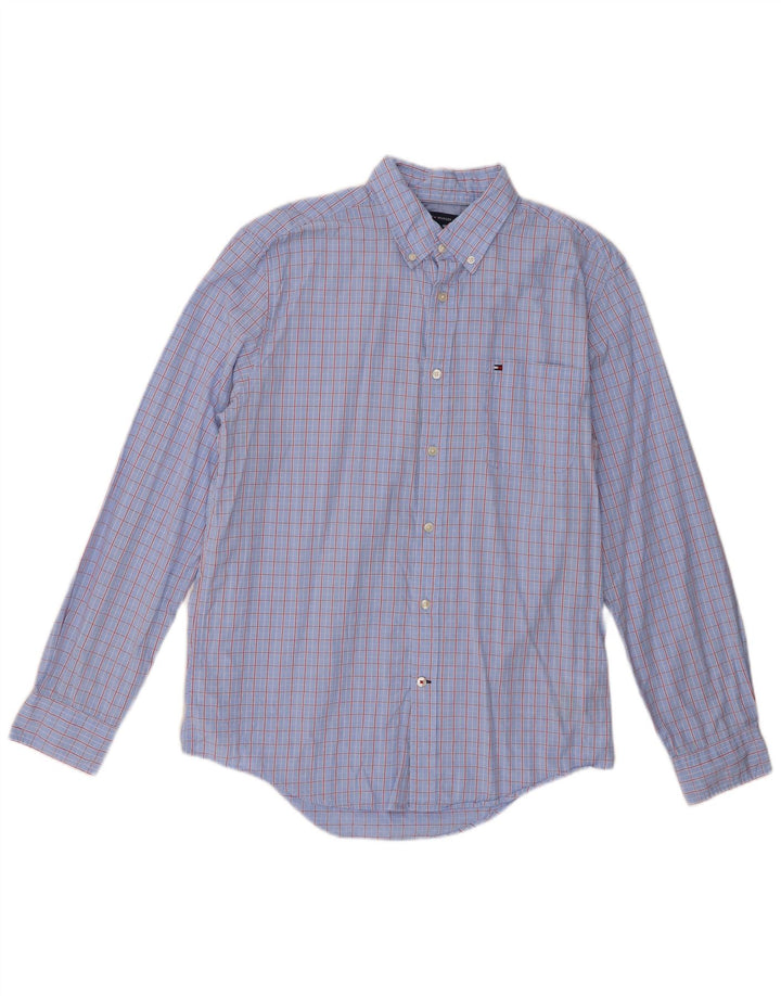 Camisa Tommy Hilfiger para hombre de algodón a cuadros azules grandes