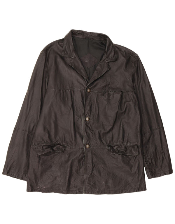 Bizzarro Chaqueta tipo blazer de 3 botones para hombre IT 54 2XL Cuero negro