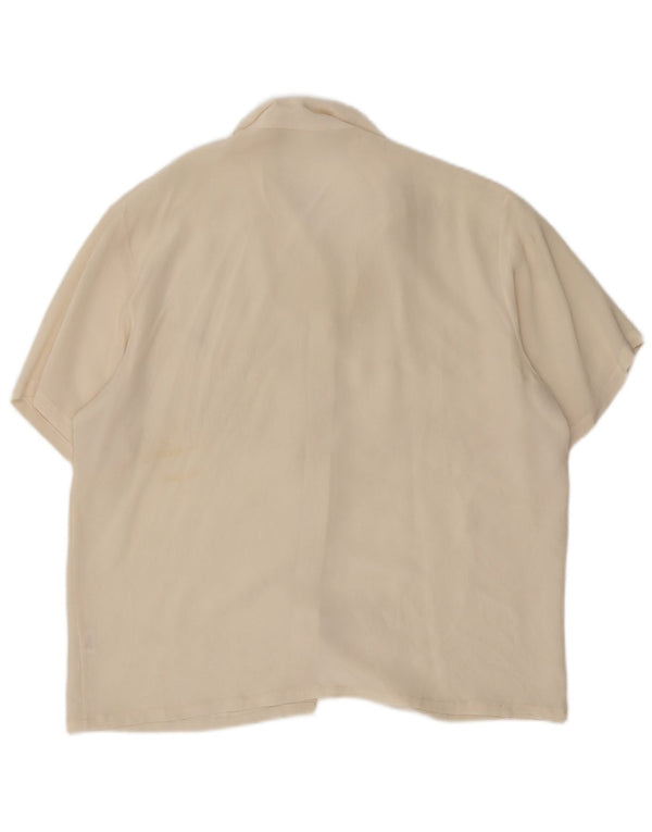 Vintage mujer camisa de manga corta blusa Reino Unido 14 grande de blanco