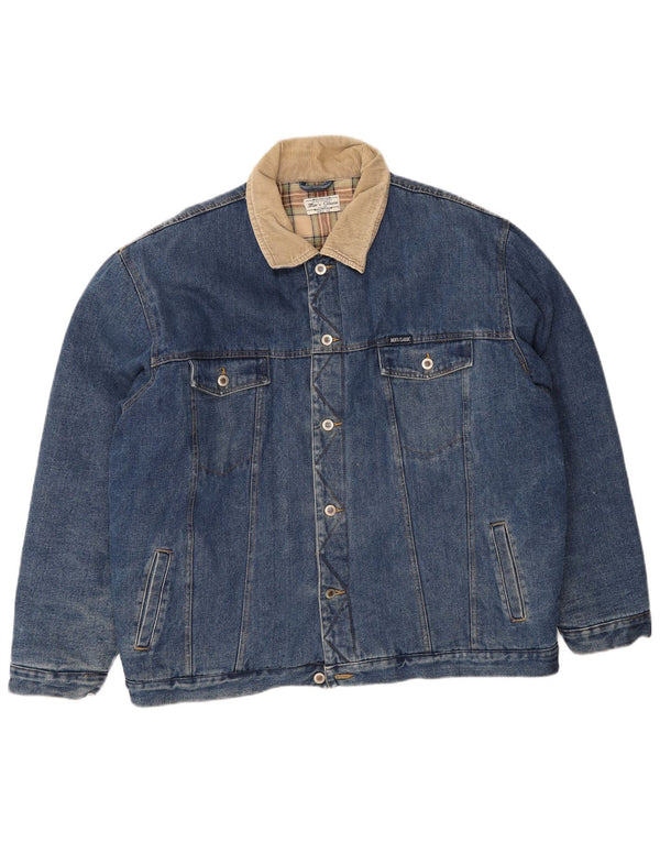 Vintage Mens Sherpa Denim Jacket UK 44 2XL Blue Cotton