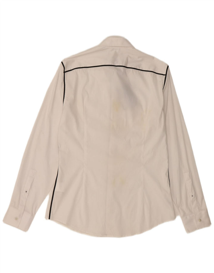 Camisa Trussardi Hombre Talla 40 Mediana Algodón Rayas Blancas