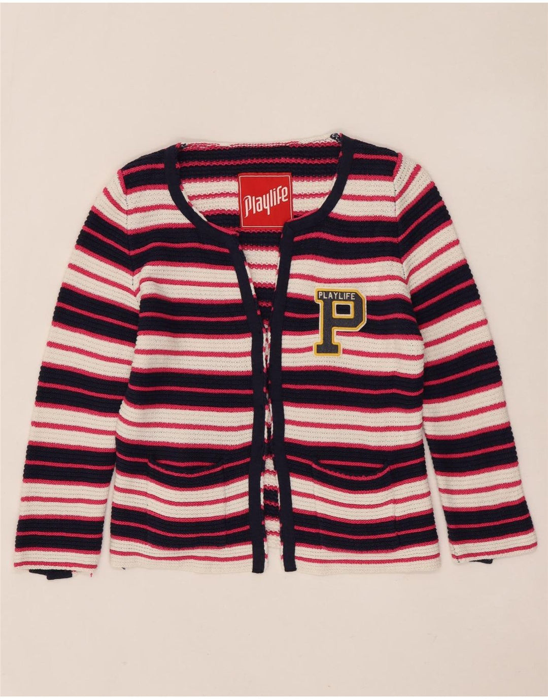 Playlife Suéter tipo cárdigan con gráfico corto para mujer UK 44 Grande Multicolor