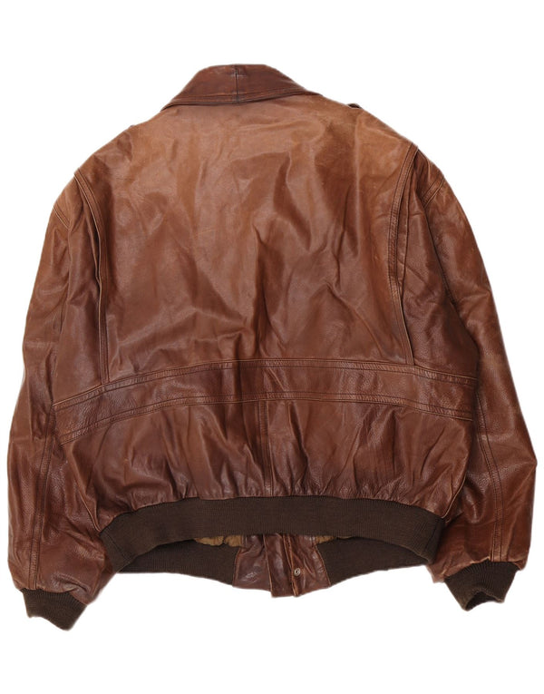 Vittorio Forti Chaqueta de aviador de vuelo de cuero para hombre IT 52 XL Marrón
