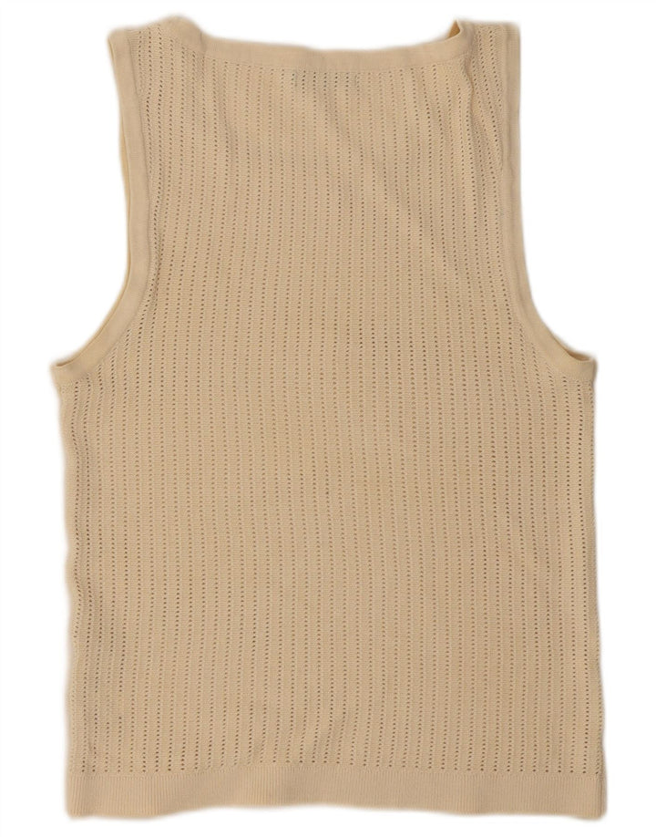 Zara Mujer Chaleco Top UK 44 Large Viscosa Beige