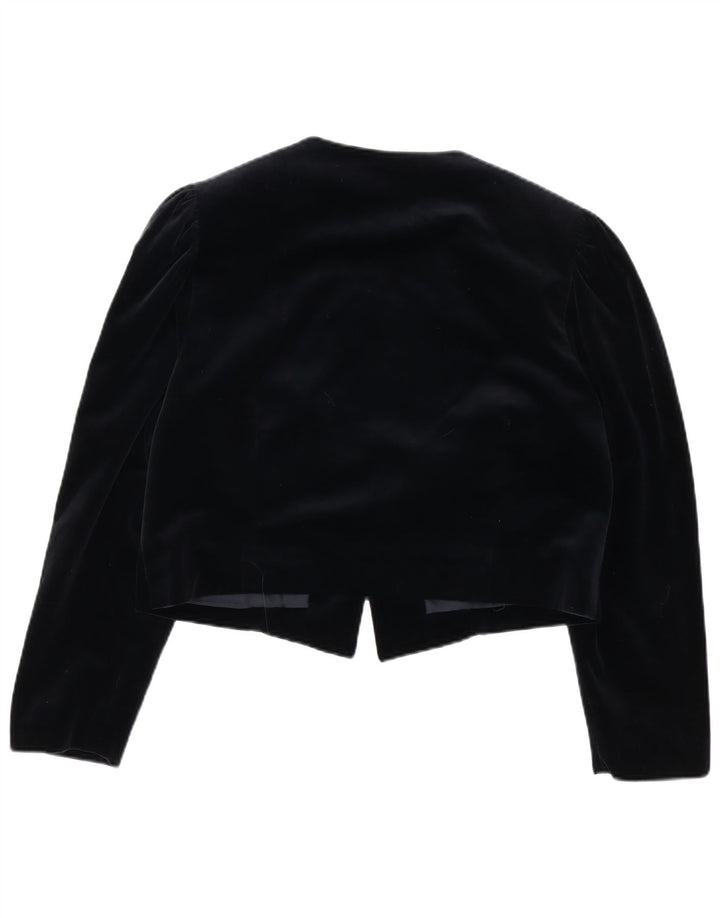 VINTAGE Chaqueta Blazer de Terciopelo de 3 Botones para Mujer Reino Unido 18 XL Algodón Negro