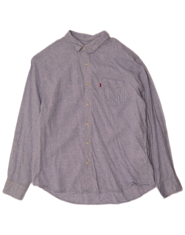 Camisa estándar Levi's para hombre de lino azul grande