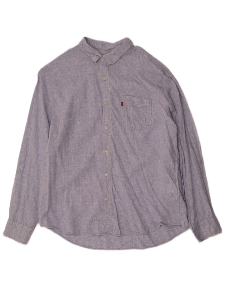 Camisa estándar Levi's para hombre de lino azul grande
