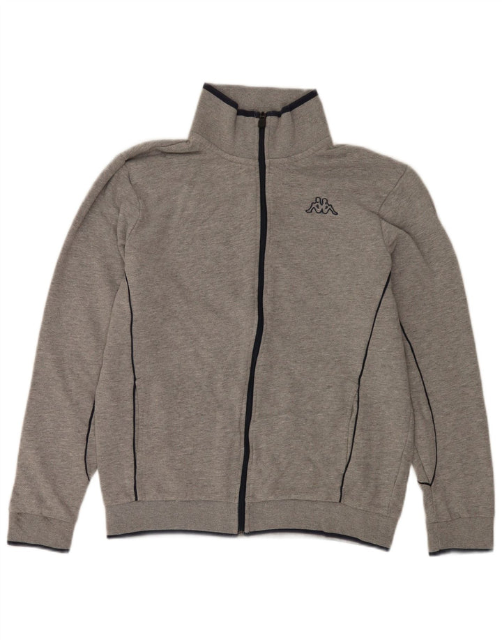 Kappa Hombre Chándal Top Chaqueta Grande Gris Moteado Algodón